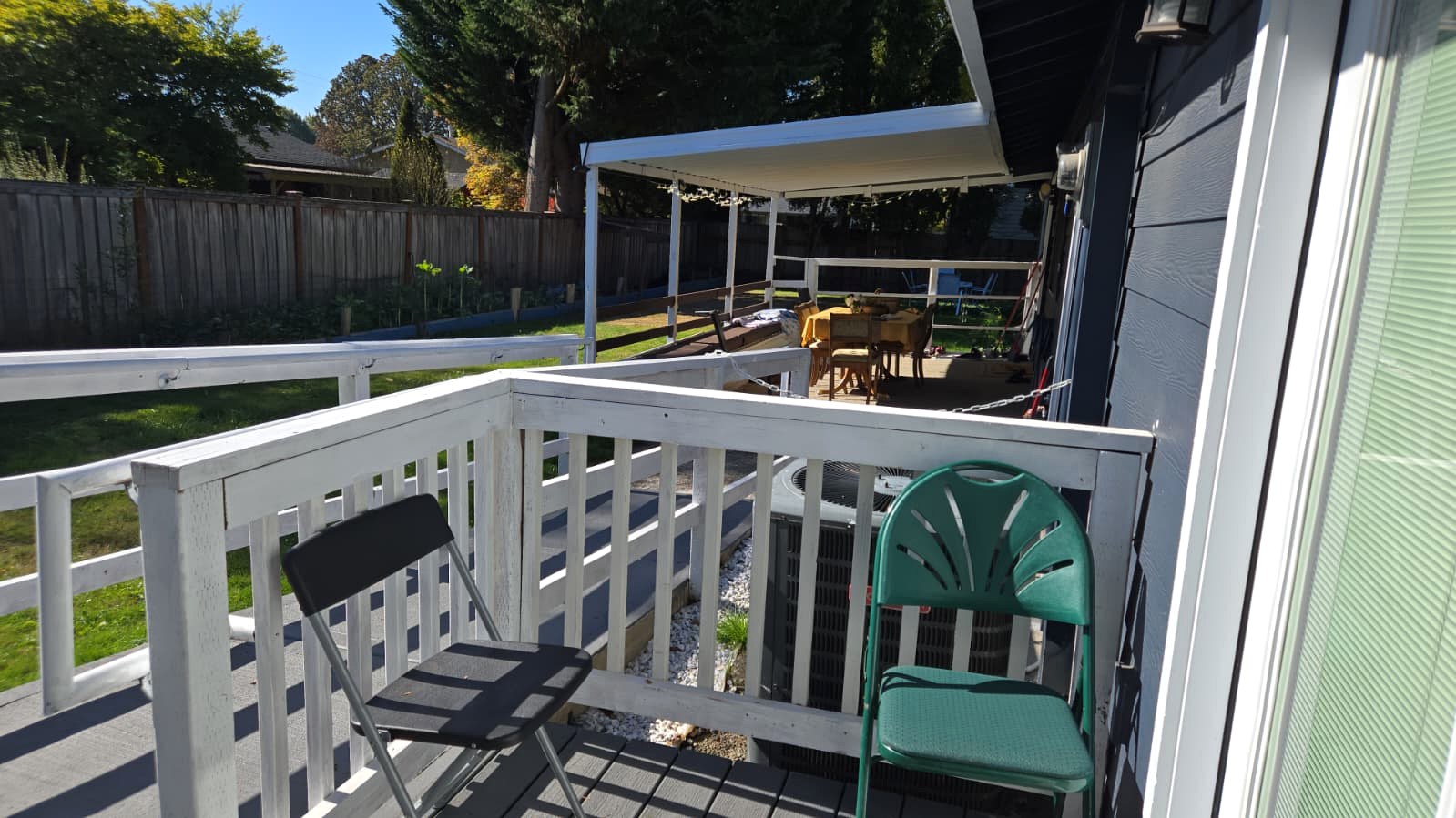 Tevah outdoor deck overlooking the covered patio